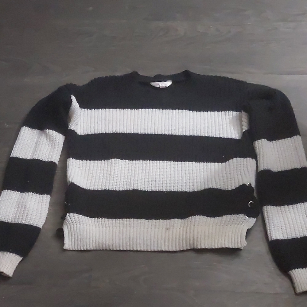 Black and White Striped Men's Sweater